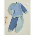 thumbnail image 5 of Elippeo Baby Pants Set 6 12 18 24 Months 3 Years Contrast Color Long Sleeve Crew Neck Sweatshirt with Sweatpants 2-piece Outfit for Girls Boys, 5 of 9