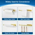 thumbnail image 4 of Gold Wall Mounted Paper Towel Holder Self Adhesive or Drilling 304 Stainless Steel Kitchen Roll Dispenser Under Cabinet, 4 of 8