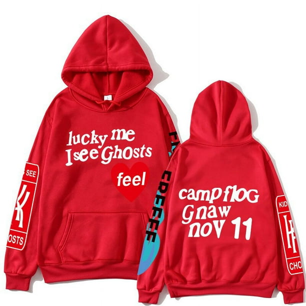 Sudadera con capucha de kanye West para hombre sueter con estampado de lucky me i see ghosts estilo hip hop informal y2k xuanjing unisex