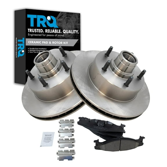 TRQ Front Brake Pad & Rotor Kit Brake Pads Brake Rotor Ceramic Fits Select 1994-2001 Ford E-150 Econoline E-150 Econoline Club Wagon 1994-1996 F-150