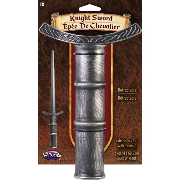 Retractable Silver Knight Sword Costume Accessory Extends to 27 Inches