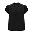thumbnail image 4 of Womens Casual Shirts Fashion Pleated Ruffle Short Sleeved T-Shirts Round Neck Dressy Blouses Spring Summer Casual Loose Office Business Pullover Top, 4 of 6