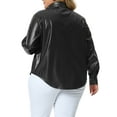 thumbnail image 3 of Agnes Orinda Plus Size Faux Leather Shirts for Women Long Sleeves Button Motorcycle Casual Jacket, 3 of 5