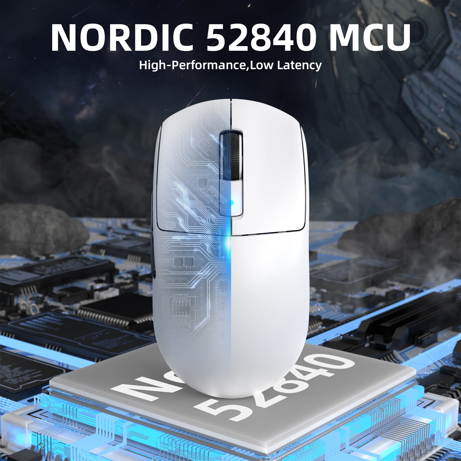 ATTACK SHARK R6PRO 39g Superlight Wireless Gaming Mouse, PixArt PAW3950MAX 42000 DPI, MCU Nodic 52840 Computer Mouse, 8K Polling Rate Web Driver, BT/2.4Ghz/Wired Tri-Mode Mice with Coiled Cable