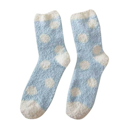 

Cathalem Women Autumn And Winter Striped Polka Dot Coral Fleece Warm Thick Home Socks Stockings And Plaid Stockings Socks White One Size