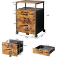 thumbnail image 3 of Filing Cabinet with 2 Locks Keys Top Open Shelf, 2 Drawers Rolling File Cabinet for Legal/A4/Letter Size, Wood Printer Stand on Wheels Under Desk Storage for Office, Dark Brown, 3 of 14