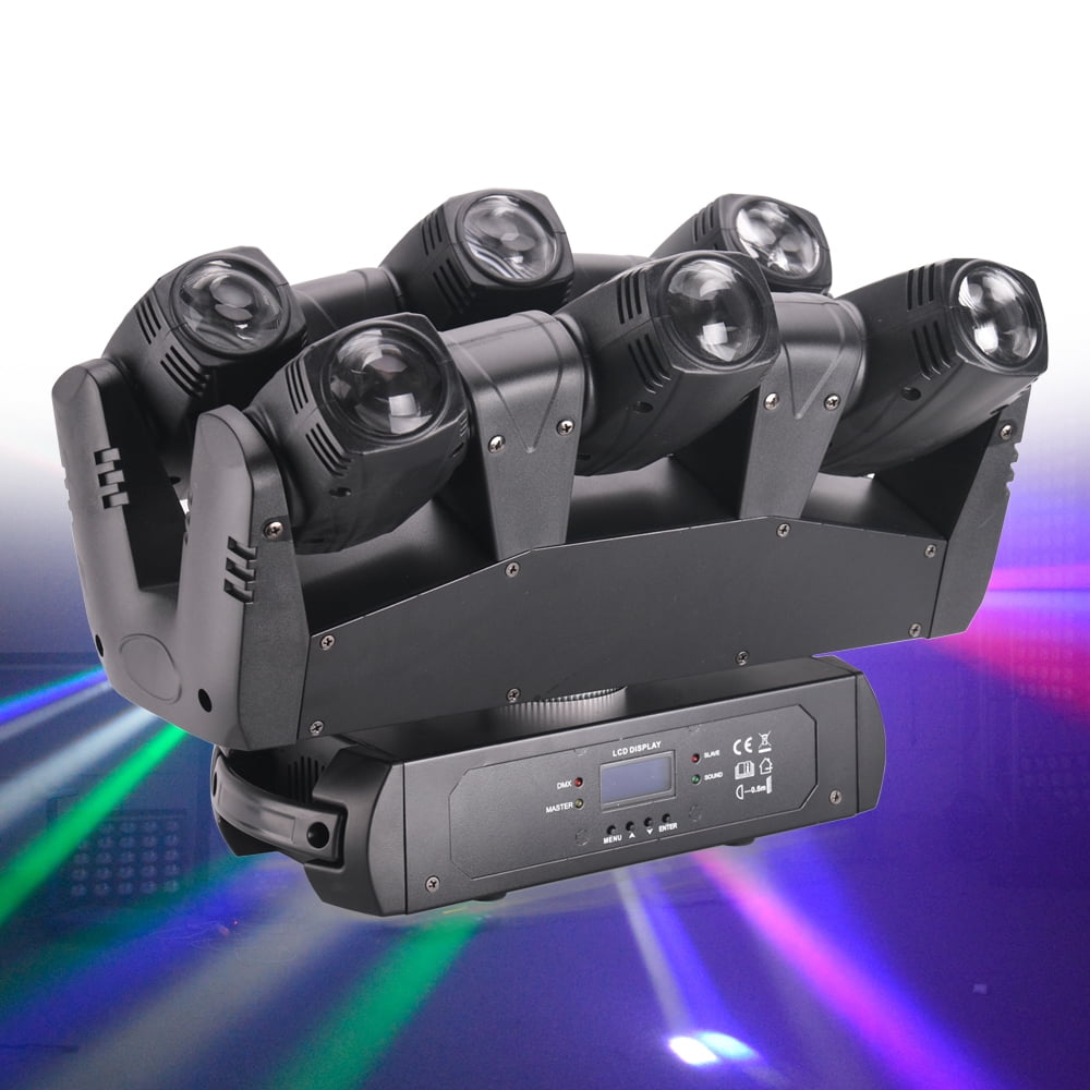 6 Beams Stage Lights with RGBW LED, DMX Control, 540° Horizontal and 270° Vertical Movement, Strobe Effect, Low Power Consumption for Events and Performances