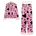 thumbnail image 5 of Valentine's Day Pajamas for Women Set Fall Fashion Must Have Womens Pajama Sets V Neck Fitness Pj Set Long Sleeve Matching Pjs for Couples Hot Pink, 5 of 5