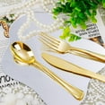 thumbnail image 6 of ZEN 400PCS Pre Rolled Gold Plastic Silverware Sets - Heavy Duty Gold Cutlery - Include 100 Pack Wrapped Disposable Utensils with Napkins for Parties, Dinners & Weddings, 6 of 9