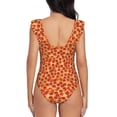 thumbnail image 5 of Goofa Pizza Print Women's Ruffled One Piece Swimsuit V Neck, 5 of 7