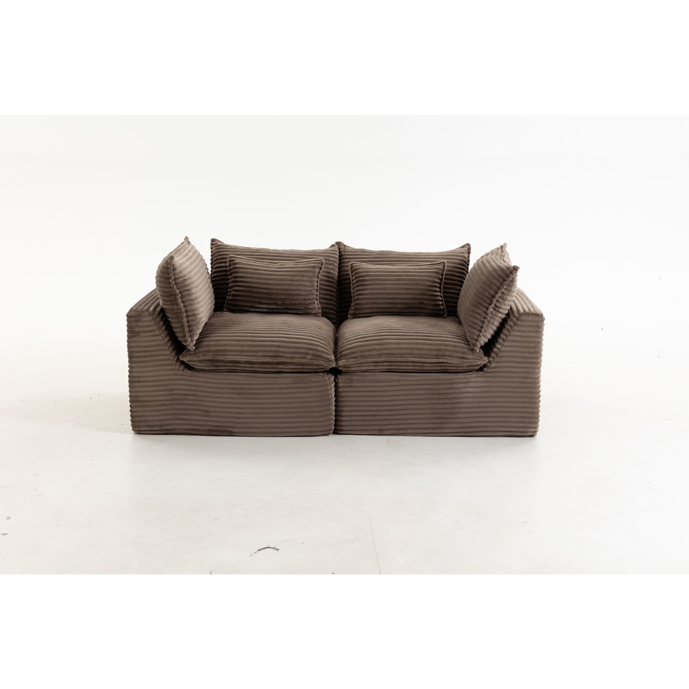 GDF Studio Lunas 74.8" Oversized Modular Corduroy Cloud Sectional Sofa, 2-Seat Comfy Couches for Living Room, Khaki
