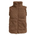 thumbnail image 4 of Women's Double Sided Plush Vest, Sleeveless Stand Collar Cardigan, Full Zip Waistcoat Jacket, Casual Layering Piece, Soft Fleece Outerwear, Versatile Everyday Wear Coffee S, 4 of 4