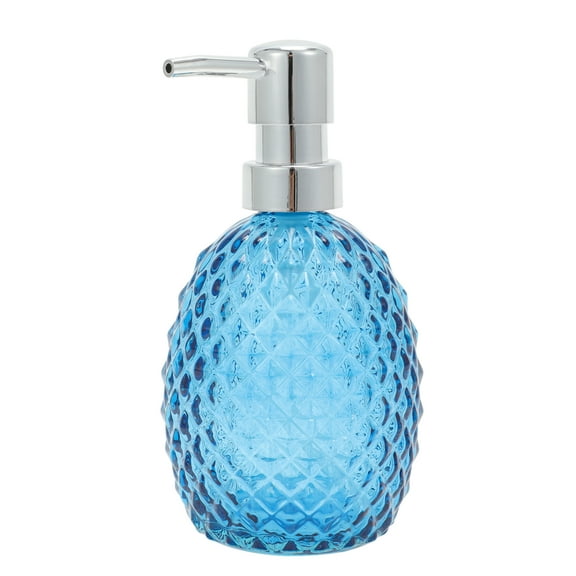 Unique Bargains 1 Pc Pineapple-shaped Soap Dispenser 11.84oz Blue Silver Tone