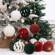 thumbnail image 2 of Juego de 6 bolas navideñas flocadas, color burdeos, blanco y verde, para colgar en el árbol de Navidad, decoración del hogar para Año Nuevo, 2 of 5
