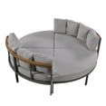 thumbnail image 5 of Patio Furniture Set, 4 Piece Round Outdoor Conversation Set All Weather Metal Sectional Sofa with Cushions, 5 of 5