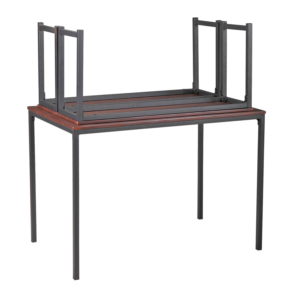 Dining Room Set, 3 Pieces Kitchen Table Set with Two Benches, Small Dining Table Sets with Metal Frame, Dining Furniture Set for Home