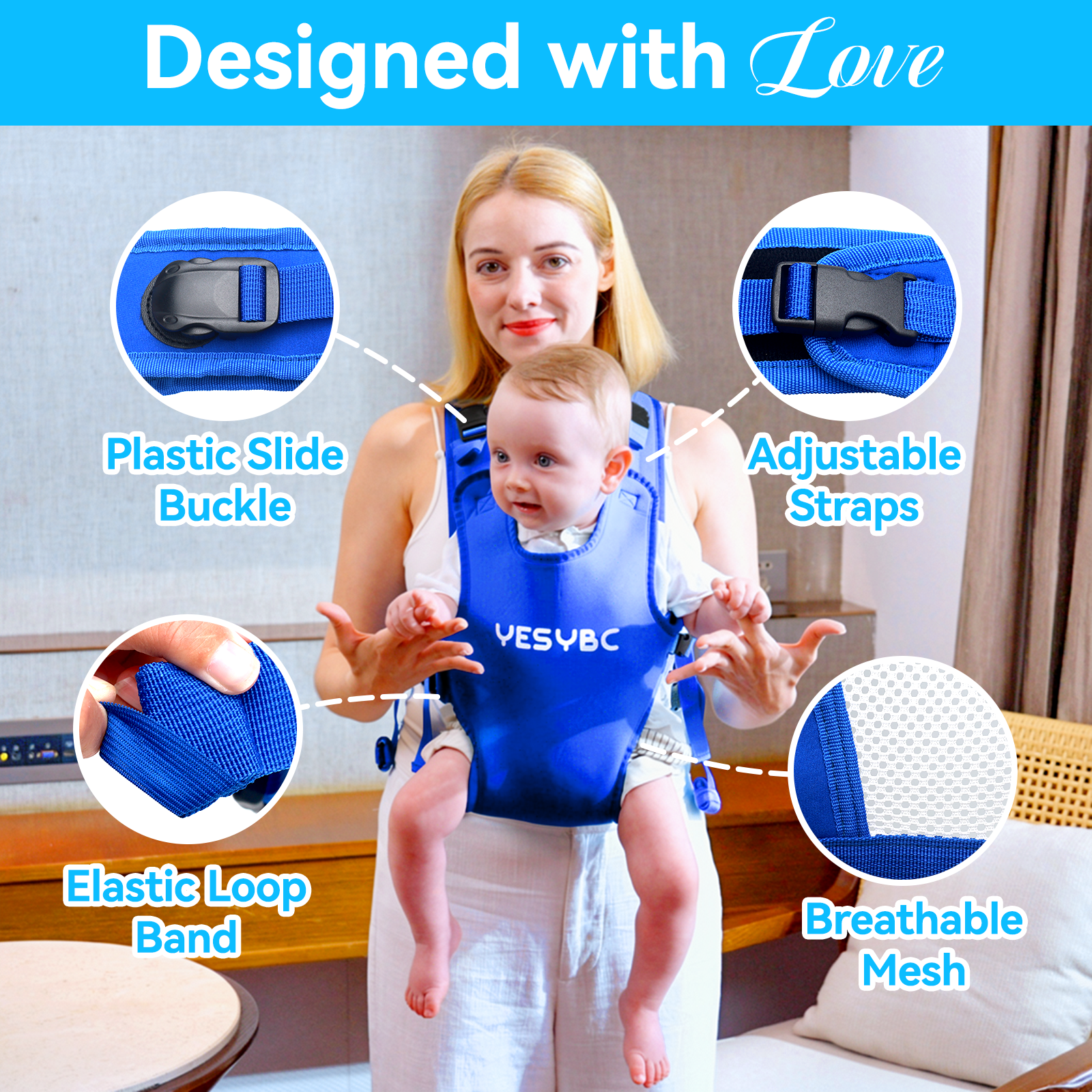 Baby Carrier, Dual-Use Adjustable Baby Sling Support Infant Chest Holder with Drawstring Backpack for Newborn to Toddler 13-33 lbs Swimming Pool Beach Land (Pink)