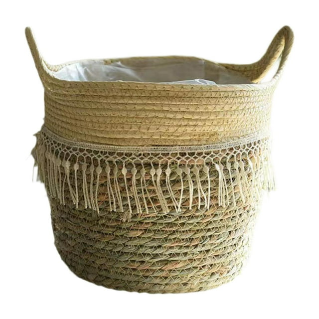 Cesta de almacenamiento, regalo de inauguración de la casa, cesta tejida para plantas, maceta tejida a mano 25cm x 25cm