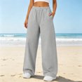 thumbnail image 6 of Womens Fleece Lined Wide Leg Sweatpants Elastic High Waist Loose Casual Long Pants With Side Pockets 2XL, 6 of 6