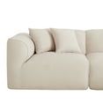 thumbnail image 5 of 122" Velvet Sofa with Movable Footstool & 3 Throw Pillows, 4-Seater L-Shape Modular Sofa with 27'' Deep Seat, Upholstered Sleeper Couches for Living Room Bedroom, No Assembly Required, Beige, 5 of 9