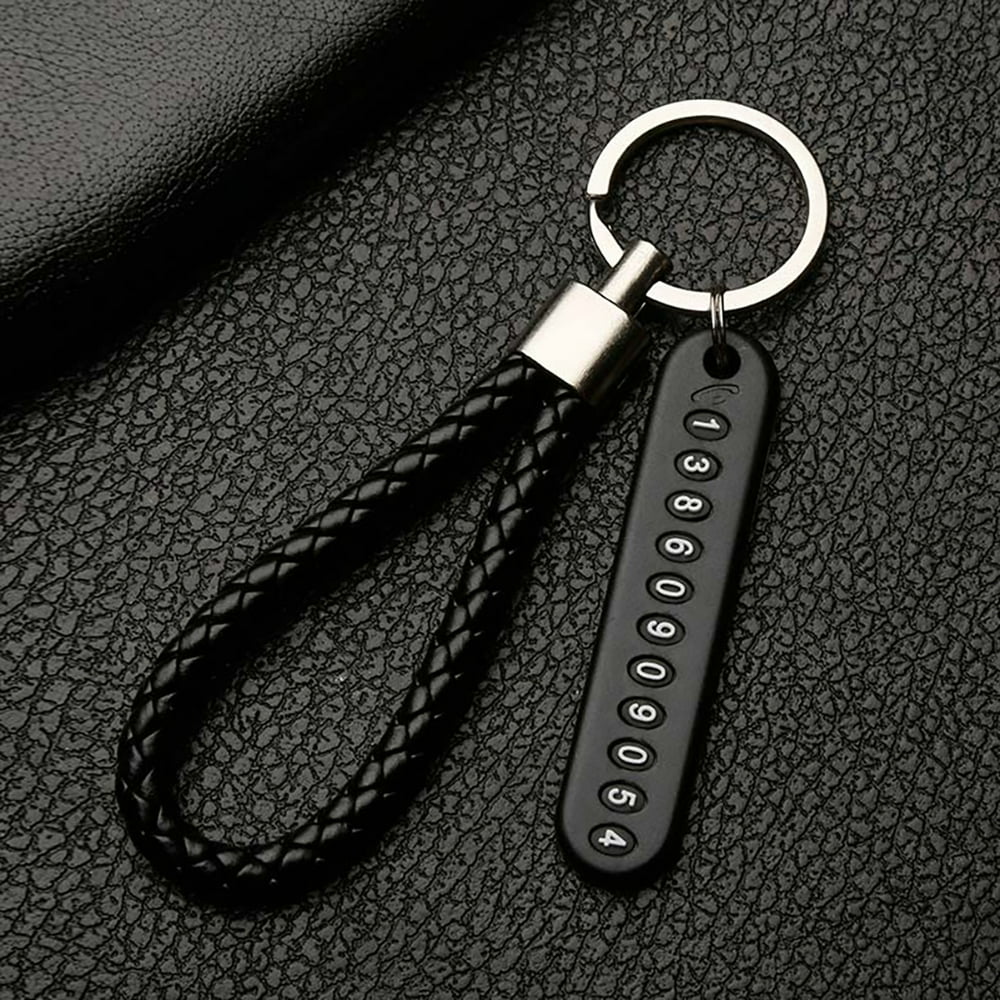 NZND Antilost Phone Number Plate Car Keychain Pendant Auto Vehicle