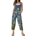 thumbnail image 6 of Iaqnaocc Overalls for Women Fall Summer Sleeveless Jumpsuits for Women Mushroom Loose Fit Plus Size Vintage Floral Print Jumpsuit Rompers Women Yellow M, 6 of 7