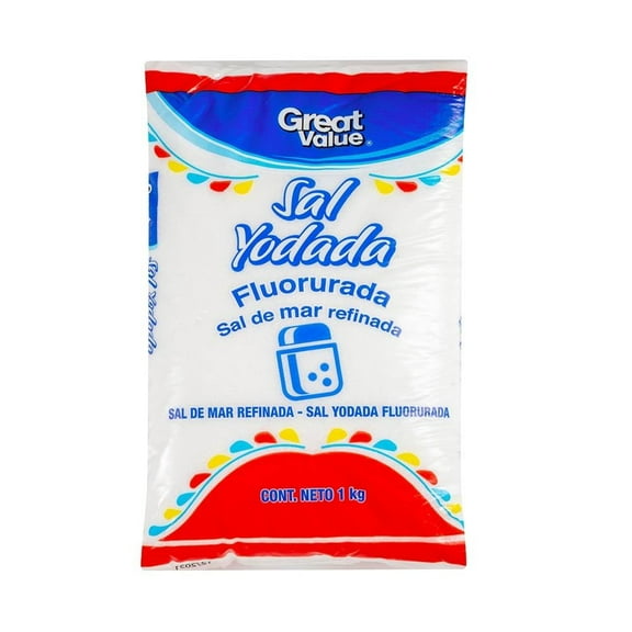 Sal yodada Great Value fluorurada de mar 1 kg