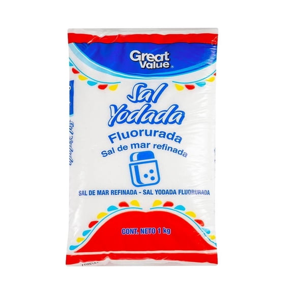 Sal yodada Great Value fluorurada de mar 1 kg