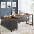thumbnail image 4 of L Shaped Desk with File Drawer, 55 Inch Executive Office Desk with File Cabinet Storage Shelves, 4 of 5