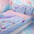 thumbnail image 3 of meiyoeat Mermaid Princess Scale Zipper Twin Comforter Sets with Fitted Sheet and 2 Pillowcases for Girls, Sparkle Initial S Zipper Bedding Set for Kids, Purple Blue, Pink Reversible, 4pcs, 3 of 6