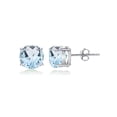 thumbnail image 3 of Blue Topaz 5mm Round-Cut Solitaire Sterling Silver Stud Earrings, 3 of 3