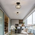 thumbnail image 2 of LOHASLED 1-Light Black Semi Flush Mount,K9 Crystal Industrial Metal Cage Ceiling Light Fixture,Modern Style for Hallway Porch Kitchen Bathroom, 2 of 8