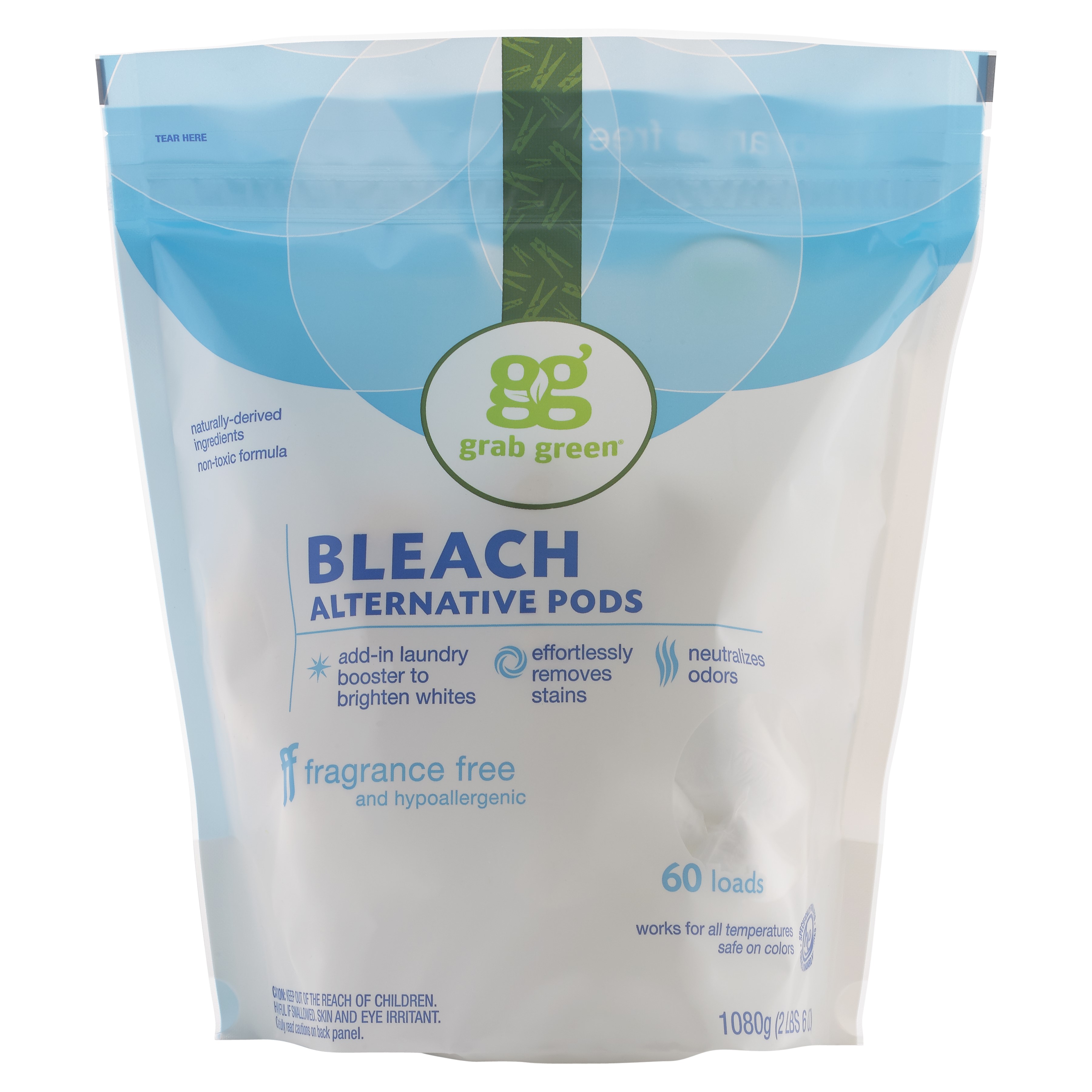 Grab Green Bleach Alternative Pods Fragrance Free 60 Loads 2 lbs 6 oz