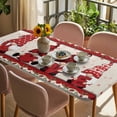 thumbnail image 3 of Valentine's Day Table Cloths for 4 Foot Rectangle Tables, Romantic Roses Love Heart Gnomes Rustic Patio Waterproof Elastic Fitted Tablecloths, Washable Rectangular Table Cover for Camping, 3 of 8