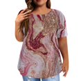 thumbnail image 1 of Gibobby Playera de Manga Corta con Cuello Redondo Tops talla grande para mujer, túnica con estampado Floral verano, Tops primavera, camisas manga corta con cuello re(Rosa,G), 1 of 4
