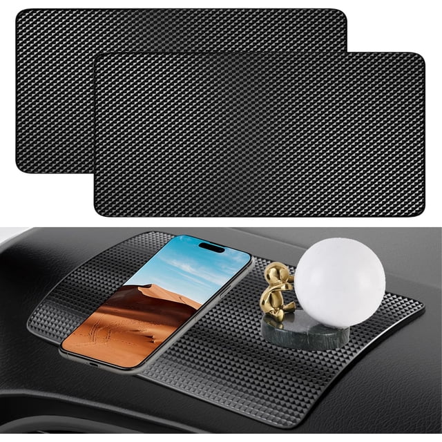 2Pcs Non Slip Car Dashboard Mat 27 x 15cm Anti-Slip Car Dashboard Sticky Pads Multifunctional Anti-Slide Fixate Sticky Mat Heat Resistant Adhesive Dash Pads for Phone Keys Glasses