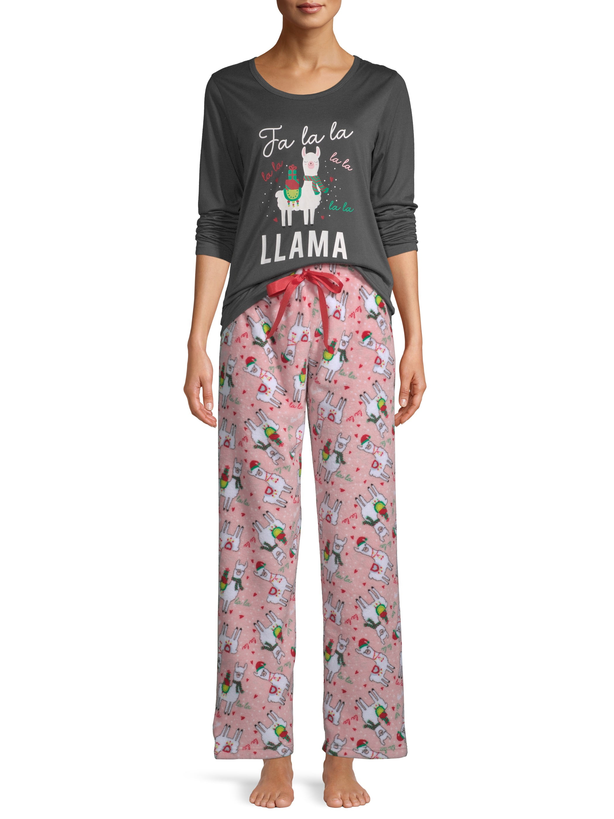 Sleep & Co Women's 2Piece Long Sleeve Top & Plush Sleep Pant Set