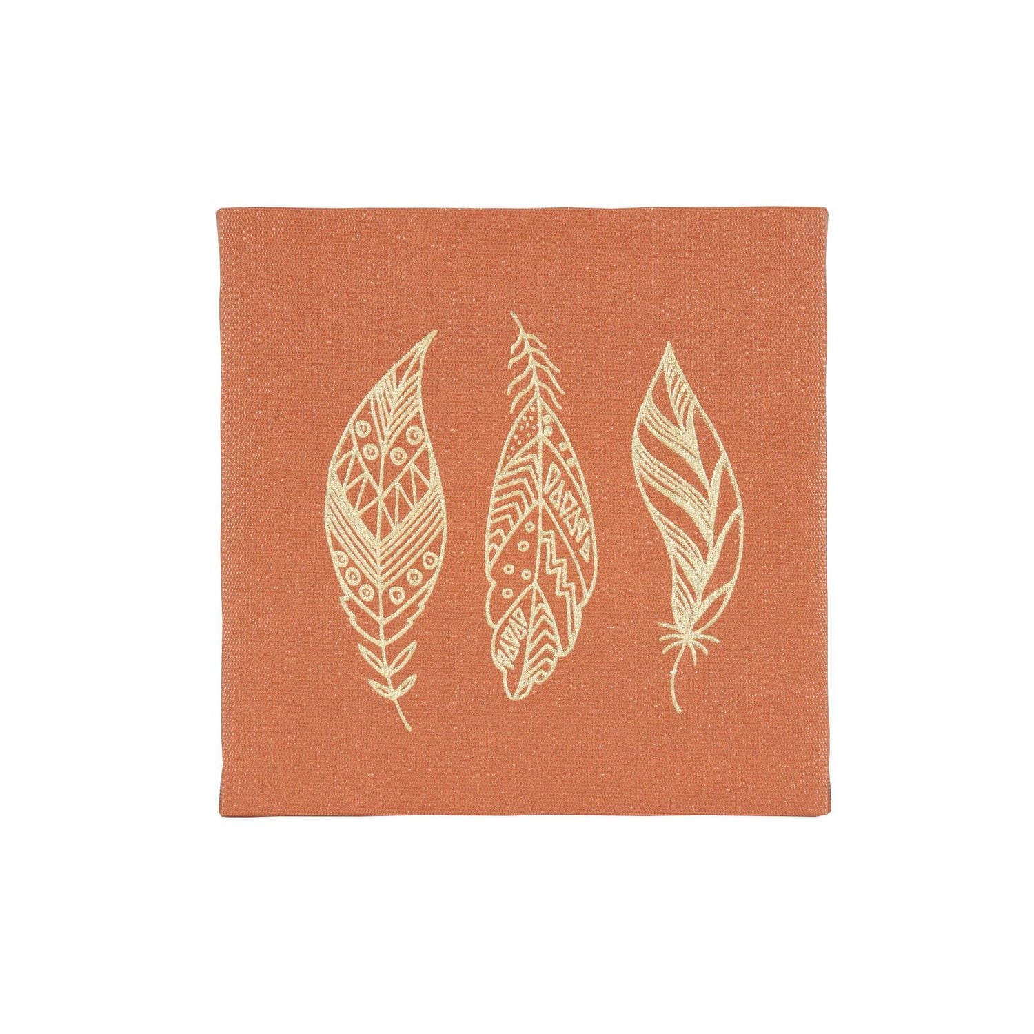 Feathers Embellished Canvas, 6in W x 6in H