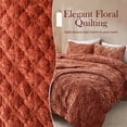thumbnail image 5 of Regency Heights Velvet Quilt Set, 3-Piece Luxury Bedspread with 2 Shams, Ultra Soft Reversible Microfiber, All Season Lightweight Bedding, Orange, Queen, 5 of 9