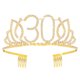 thumbnail image 1 of KAKOWELY 1 tiara de cumpleaños número 30 para niña con cristales y diamantes de imitación, corona de reina, diadema con peines para el pelo, para decoración de fiesta de graduación (dorada), 1 of 5