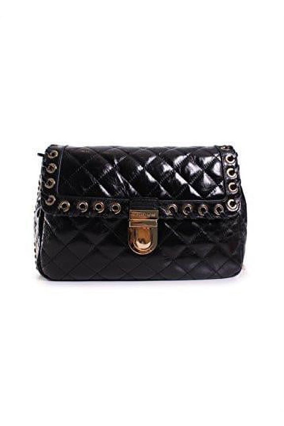 Hippie Grommet Sloan Large Quilted Shoulder Bag In Black
