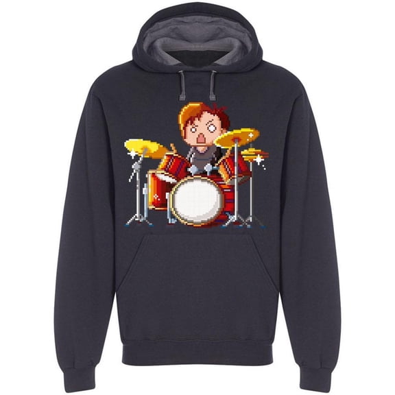 Musician Pixel Drummer Hoodie Men -Image by Shutterstock, Male x-Large
