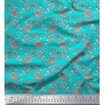 thumbnail image 1 of Soimoi Poly Georgette Fabric Leaves & Floral Block Print Fabric by Yard 42 Inch Wide, 1 of 3