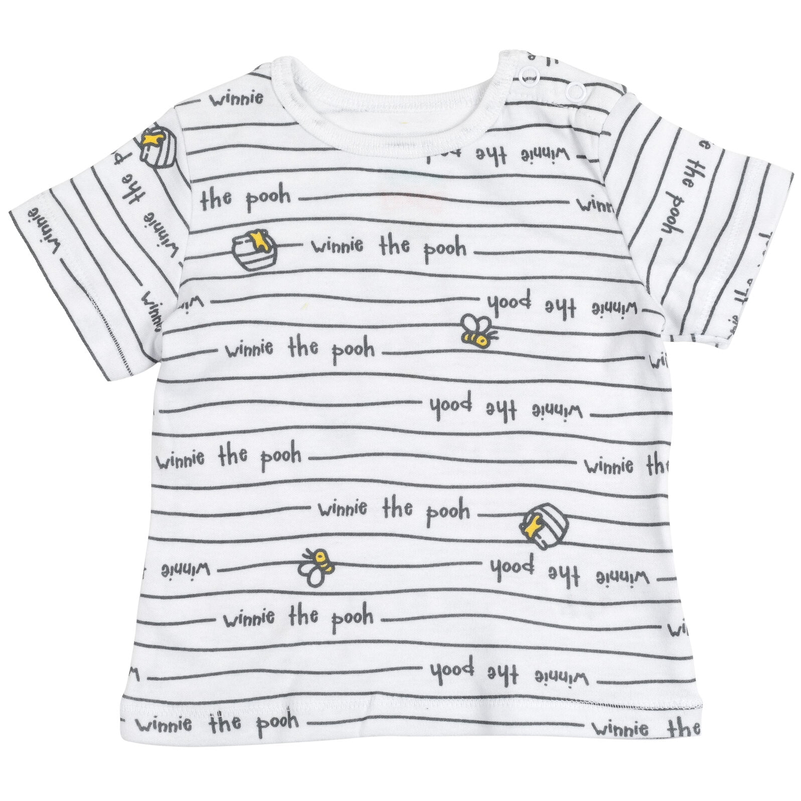 Disney Winnie the Pooh French Terry Short Overalls T-Shirt and Hat, 3-Piece Set