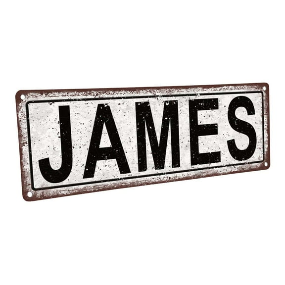 James 4"x12" Metal Sign, Wall Décor for Kids Room and Nursery