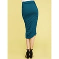 thumbnail image 3 of Made by Johnny Women's Slim fit Bodycon Party Club Night Out Elegant Ruched High Waist Long Pencil Skirt with Side Shirring XXXL TEAL, 3 of 6