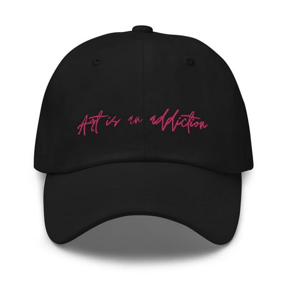 Chino Chapeau de Papa en Sergé Noir Broderie AIAA Rose