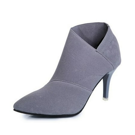 

Hawee Faux Suede Stretchy Seamless Winter Fashion Ankle Boots High Kitten Heel Sizes 5-11