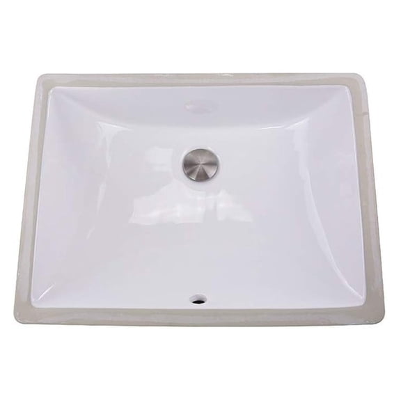 Undermount Bathroom Sink 18x13 Inch - Ceramic White Vanity Sink w/Overflow - Rectangular Vitreous China Bath Sink - Scratch & Stain Resistant - Great Point UM-18x13-W