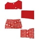 thumbnail image 5 of Conjunto de pijamas navideños para toda la familia INSPIRAR CHIC, con estampado de ciervo, mangas largas, parte superior con estampado lindo y pantalones ["Mujeres"] L Rojo, 5 of 6